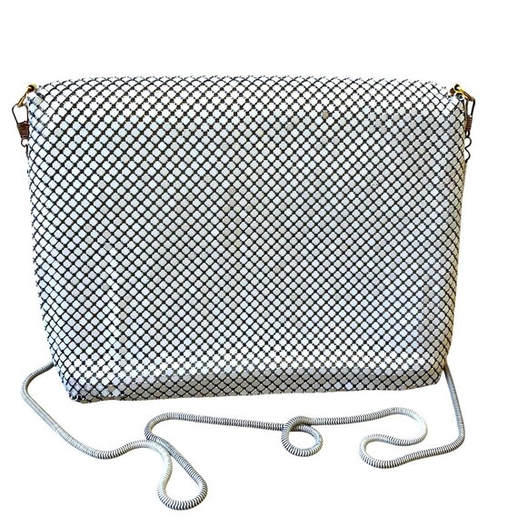 Vintage Pelle Italia White Metal Mesh Evening Handbag Shoulder Bag or Clutch - Picture 7 of 13